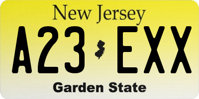 NJ license plate A23EXX