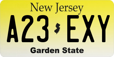 NJ license plate A23EXY