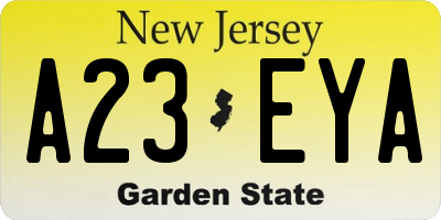 NJ license plate A23EYA