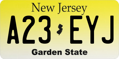 NJ license plate A23EYJ