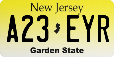 NJ license plate A23EYR
