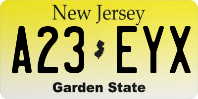 NJ license plate A23EYX