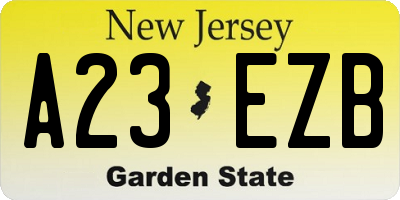NJ license plate A23EZB