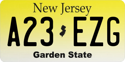 NJ license plate A23EZG