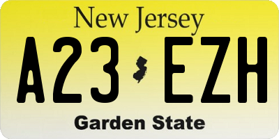 NJ license plate A23EZH