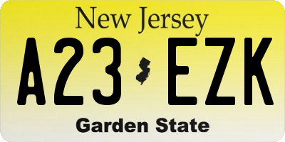 NJ license plate A23EZK