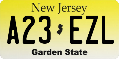 NJ license plate A23EZL