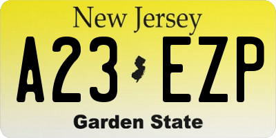 NJ license plate A23EZP