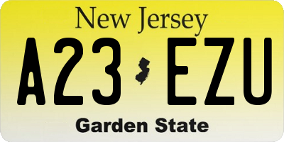 NJ license plate A23EZU