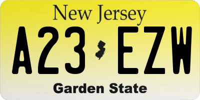 NJ license plate A23EZW