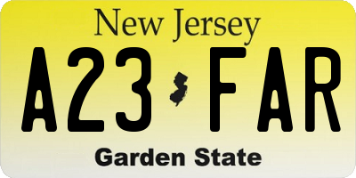 NJ license plate A23FAR