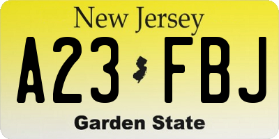 NJ license plate A23FBJ