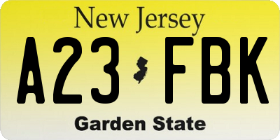 NJ license plate A23FBK