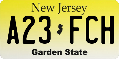 NJ license plate A23FCH