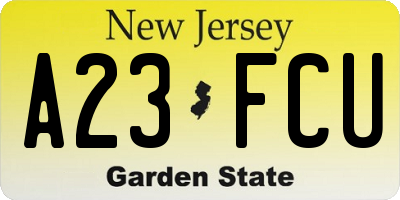 NJ license plate A23FCU