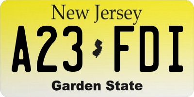 NJ license plate A23FDI