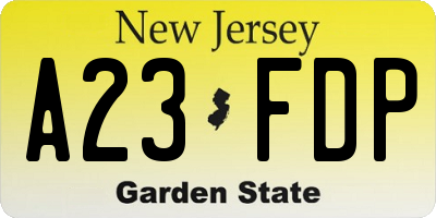 NJ license plate A23FDP
