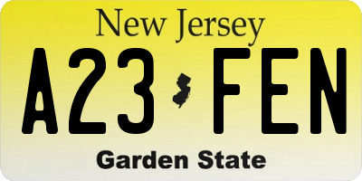 NJ license plate A23FEN