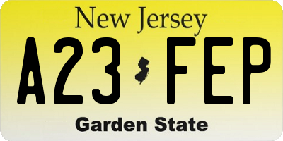 NJ license plate A23FEP