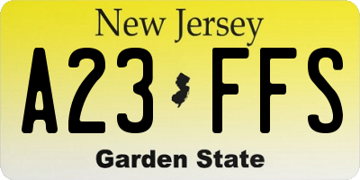 NJ license plate A23FFS