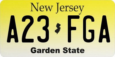 NJ license plate A23FGA
