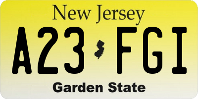 NJ license plate A23FGI