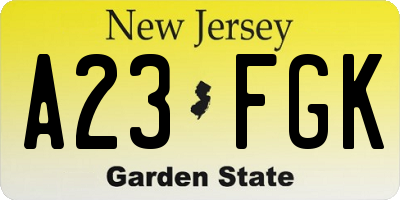 NJ license plate A23FGK