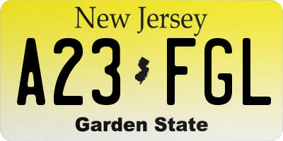 NJ license plate A23FGL