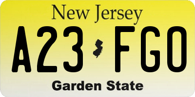 NJ license plate A23FGO