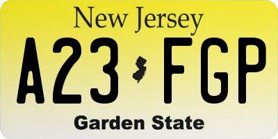 NJ license plate A23FGP