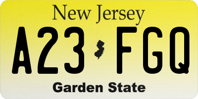NJ license plate A23FGQ