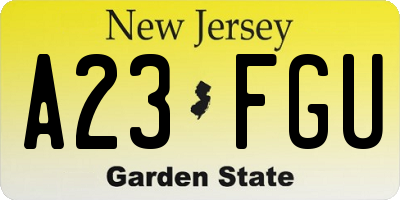 NJ license plate A23FGU