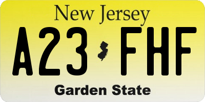 NJ license plate A23FHF