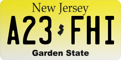NJ license plate A23FHI