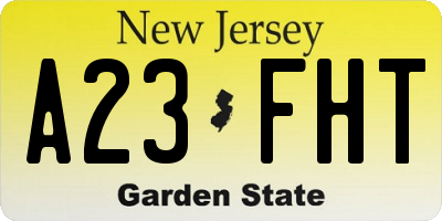 NJ license plate A23FHT