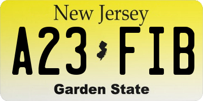 NJ license plate A23FIB