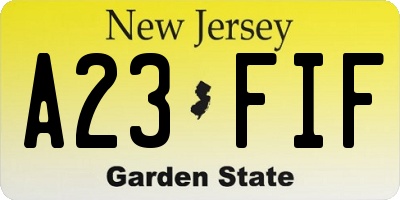 NJ license plate A23FIF