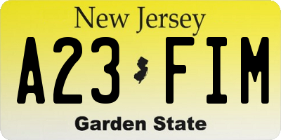 NJ license plate A23FIM