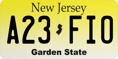 NJ license plate A23FIO