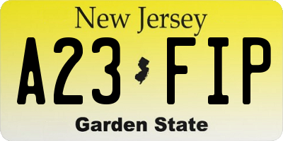 NJ license plate A23FIP