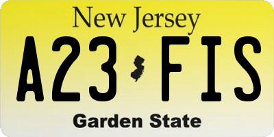 NJ license plate A23FIS