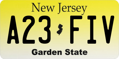 NJ license plate A23FIV