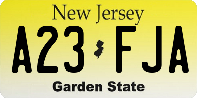 NJ license plate A23FJA