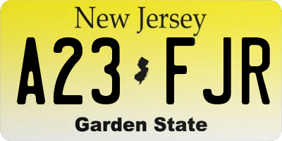 NJ license plate A23FJR