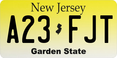 NJ license plate A23FJT