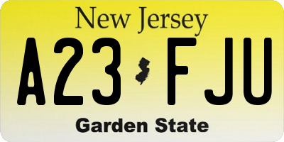 NJ license plate A23FJU