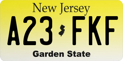 NJ license plate A23FKF