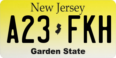 NJ license plate A23FKH