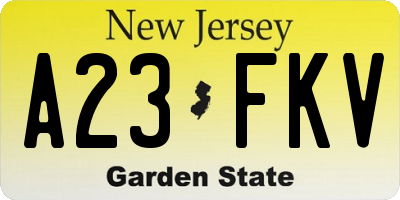 NJ license plate A23FKV