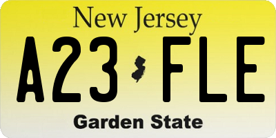 NJ license plate A23FLE